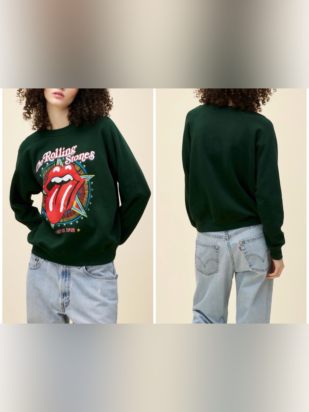 NWT Daydreamer Rolling Stones 1981 US Tour Vintage Sweatshirt - green - medium